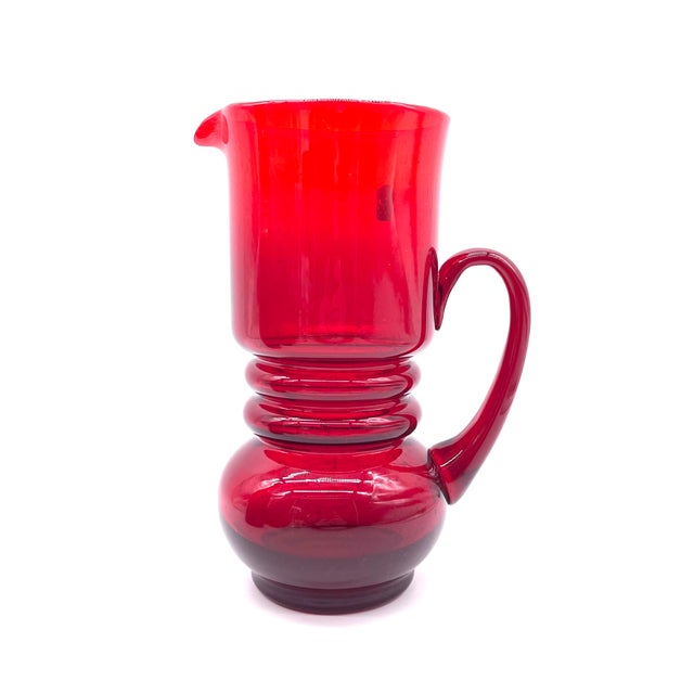 Red Glass Juice Service from Sudety Glassworks, 1970s For Sale - Image 6 of 17
