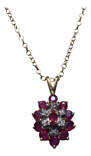 The Adamsville: Ruby and Diamond Necklace in Yellow Gold