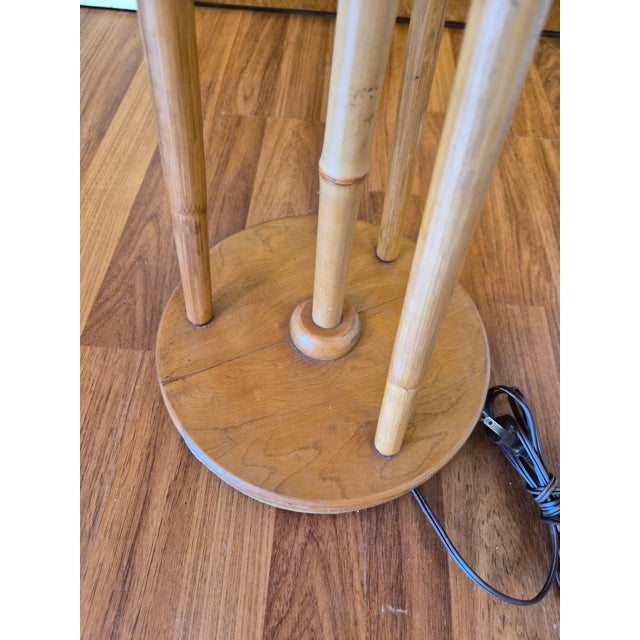 Wood Mid-Century Bamboo Tripod Floor Lamp For Sale - Image 7 of 11