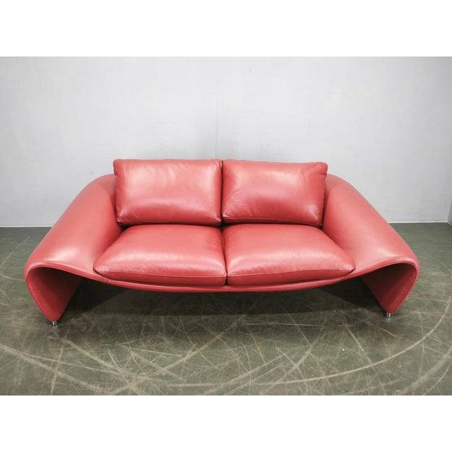 Italian Red Leather Sofa by Divanotti, Postmodern, 1990s For Sale - Image 17 of 18