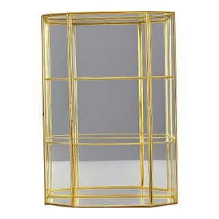XLarge Vintage Glass and Brass Curio Display Cabinet For Sale