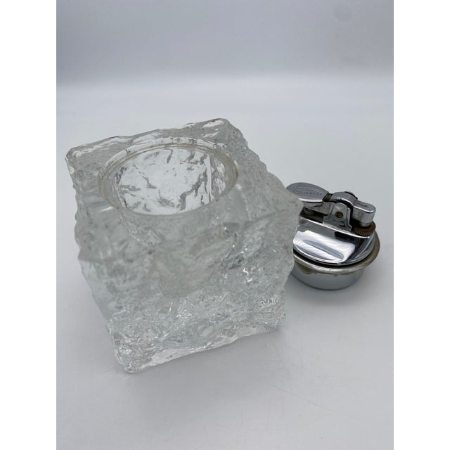1970s Mid-Century Glass Ice Cube Lighter For Sale - Image 5 of 6