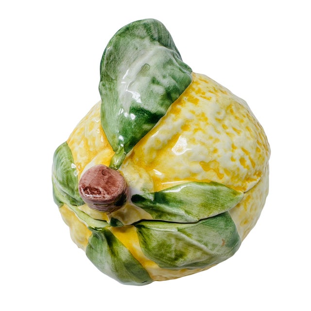 Vintage Vietri Hand-Painted Ceramic Lemon Dish - Made in Italy For Sale In Tampa - Image 6 of 10