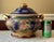 This listing is for a Vintage Chinese Porcelain Decorative Tureen, Hand Painted, Royal Blue & Gold Porcelain with Floral-...