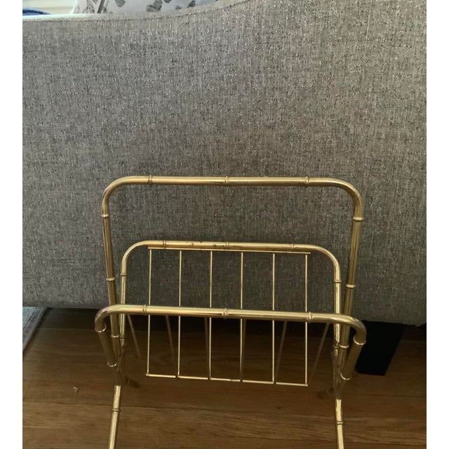 Wood Vintage Gold Bamboo Motif Magazine Holder For Sale - Image 7 of 7