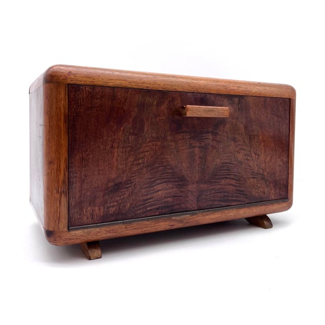 Art Deco Bread Box in Handcrafted Walnut, 1930s For Sale - Image 6 of 18