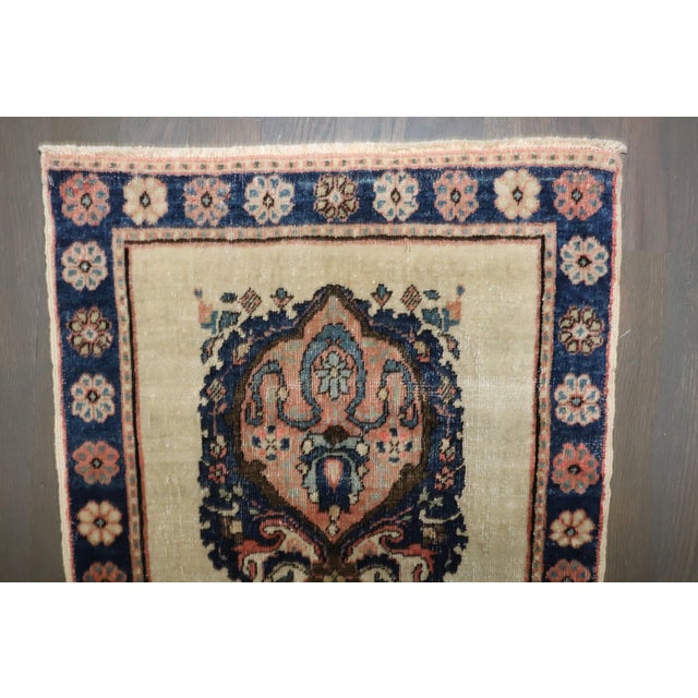 Mid 20th Century Antique Zabihi Collection Sarouk Ferehan PoemThrow Rug For Sale - Image 5 of 6