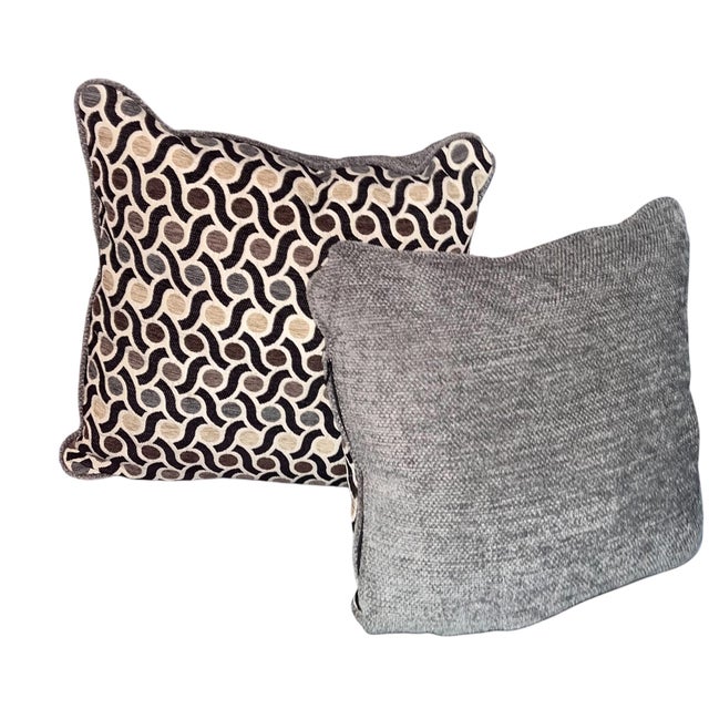 Abstract Finishing Touch Geometric Throw Pillows- a Pair For Sale - Image 3 of 8