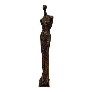 French Modern Bronze Female Draped Figure, Unsigned For Sale