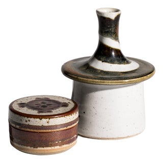 Danish Studio Ceramic Ensemble by Jette Andersen & Marianne Starck for Michael Andersen, Bornholm, Denmark, 1970s, Set of 2 For Sale