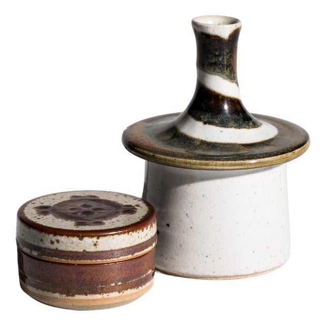 Danish Studio Ceramic Ensemble by Jette Andersen & Marianne Starck for Michael Andersen, Bornholm, Denmark, 1970s, Set of 2 For Sale