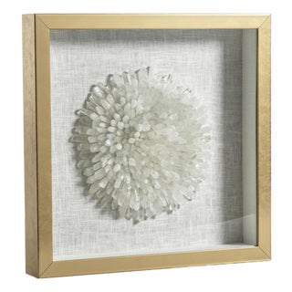 Firnley Gold Framed Crystal Flower Wall Décor, White For Sale