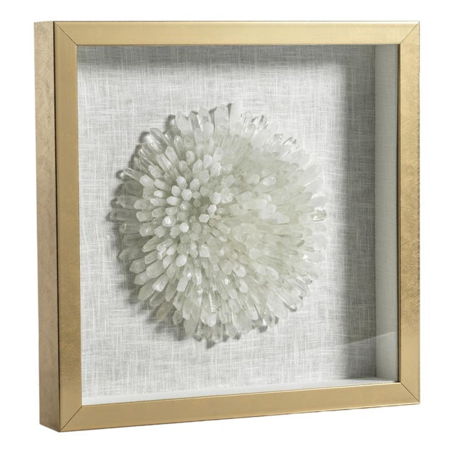Firnley Gold Framed Crystal Flower Wall Décor, White For Sale