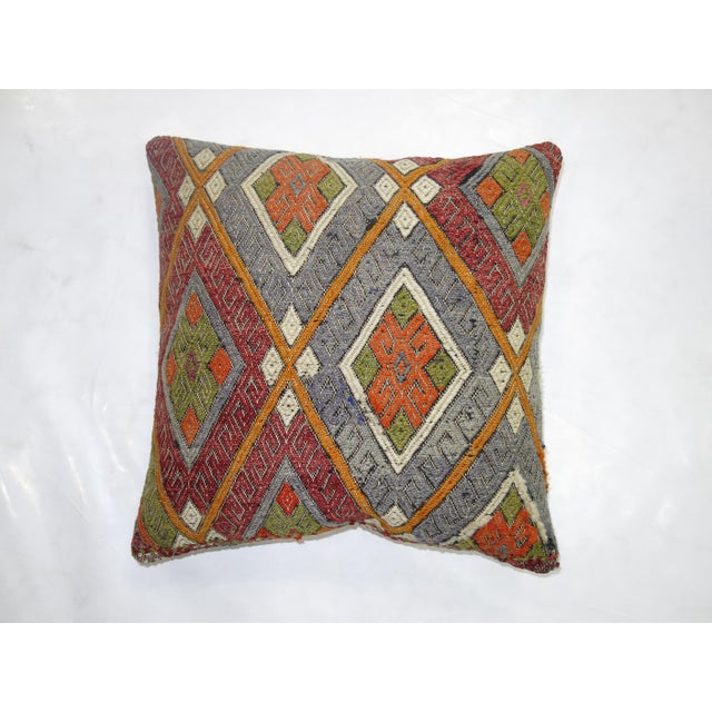 Colorful Turkish Cicim Square Pillow For Sale - Image 4 of 5