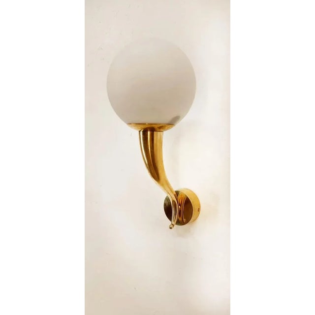 Brass Wall Light with White Sphere For Sale - Image 6 of 9