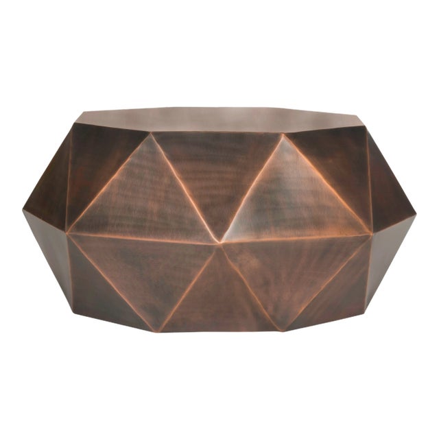 Faceted Coffee Table in Copper For Sale