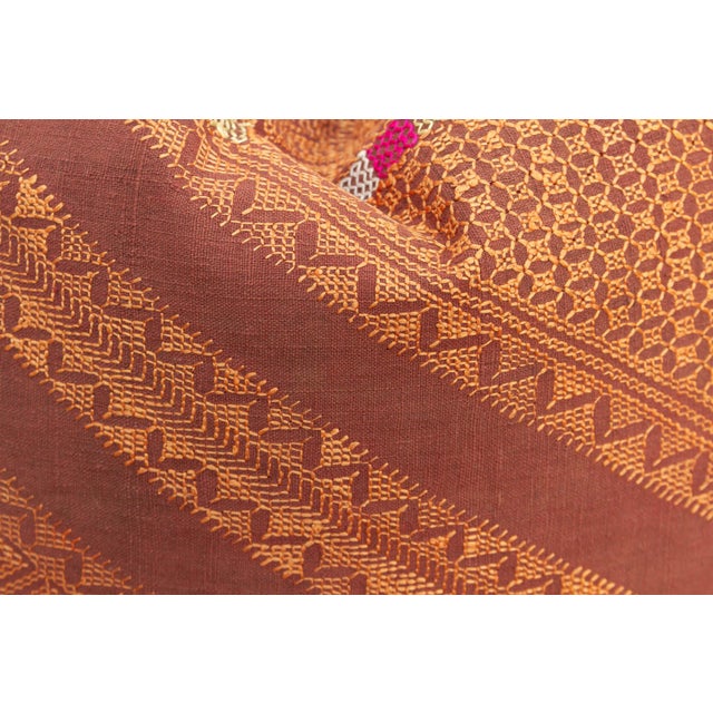 Indian Patiala Starbust, Antique Phulkari Embroidered Pillow Cover For Sale - Image 3 of 7