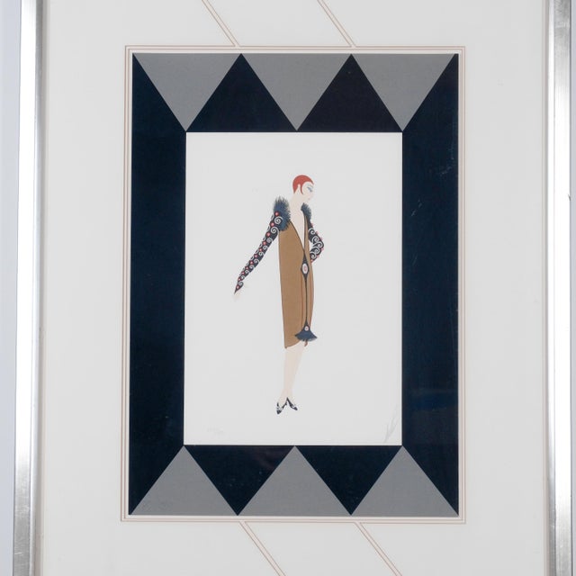 Excellent 1983 Print in Very Good + Frame Erte "Manhattan Mary II" Artist Hand Signed & Numbered Limited Edition 223/300...