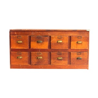 Vintage Industrial Wood File Cabinet For Sale