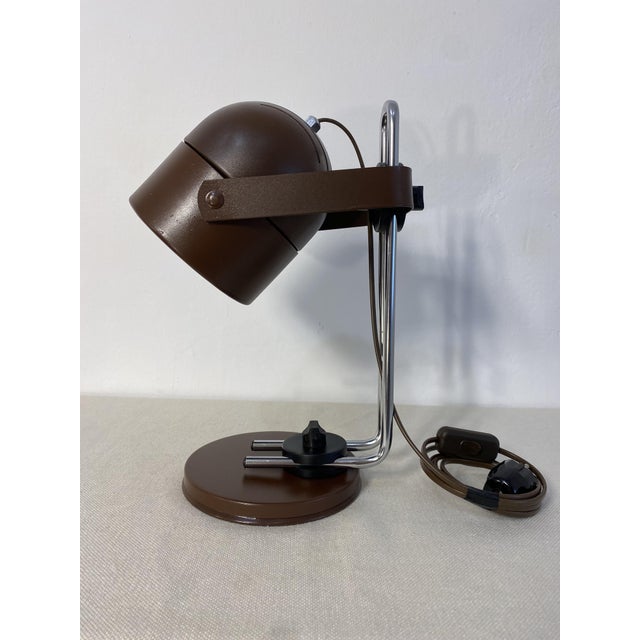 1980s Vintage Space Age Adjustable Brown Spotlight Table Lamp, 1980s For Sale - Image 5 of 12