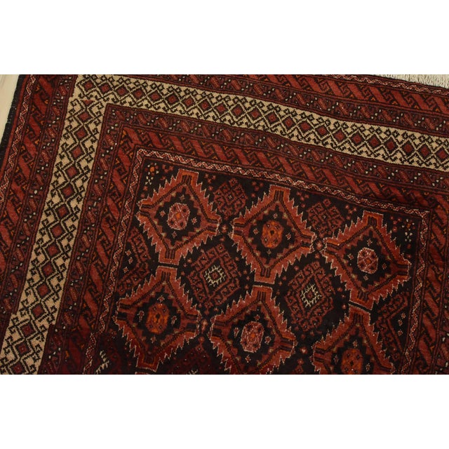 Black Baloch Rug 3’4” X 6’5” Black Wool Vintage Tribal Hand-Knotted Oriental Carpet For Sale - Image 8 of 12