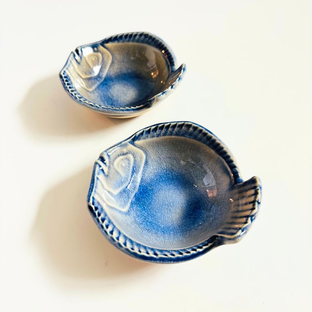 Japanese Vintage Puffer Fish Pottery Bowls - Set of 2 For Sale - Image 3 of 10