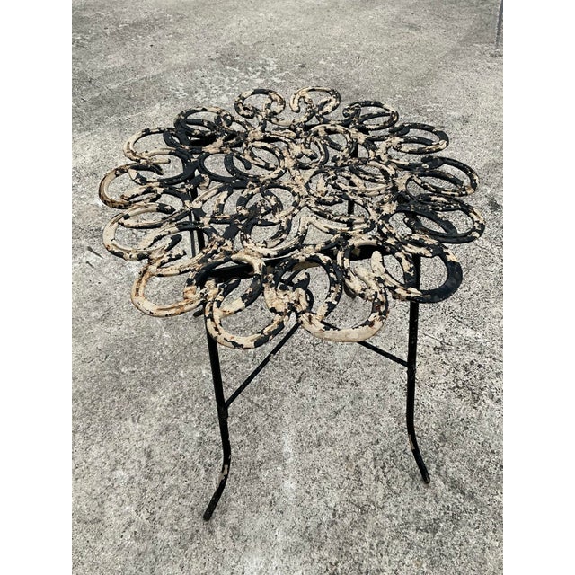 Vintage Boho Hand Forged Horseshoe Table For Sale - Image 9 of 12