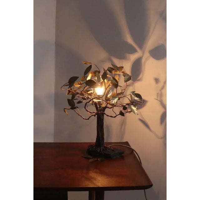 Metal Hollywood Regency Wish Tree Lamp in Brass by Daniel D'Haeseleer For Sale - Image 7 of 9