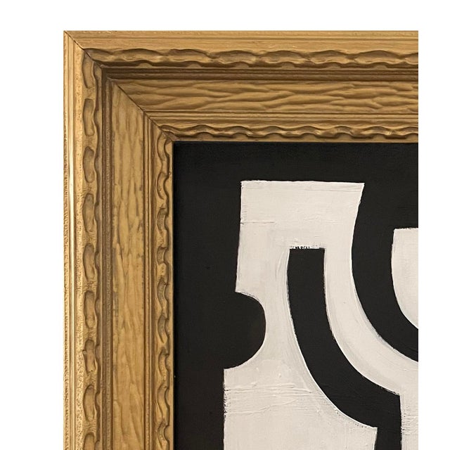 Contemporary Black and White Abstract Geometric Framed Painting Chairish