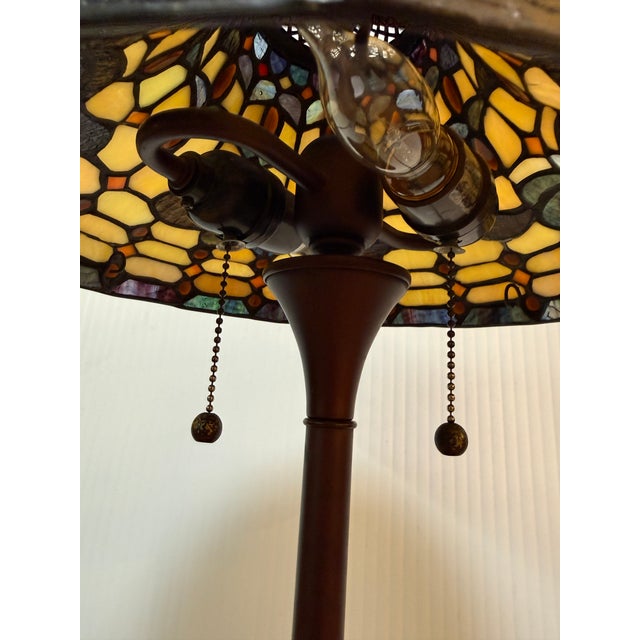 Stained Glass Tiffany Inspired Table Lamp For Sale In San Francisco - Image 6 of 12