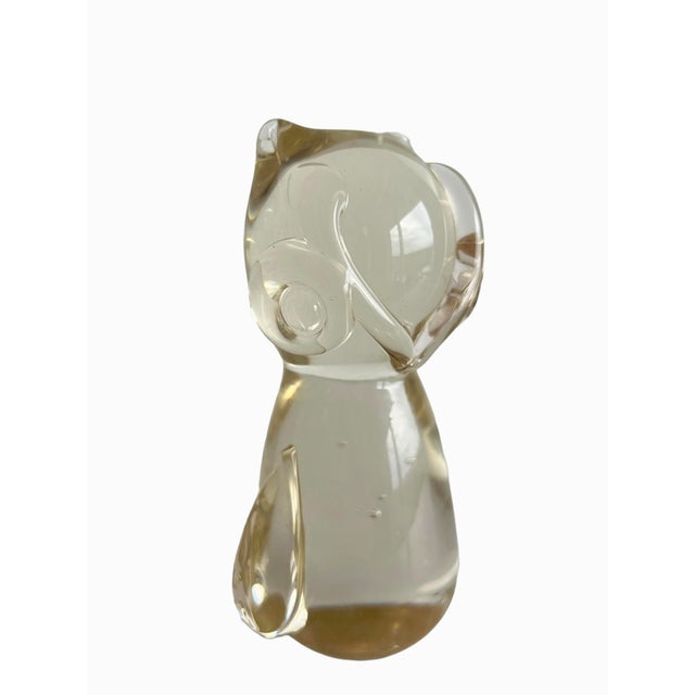 Mid-Century Modern 1970s Hand-Blown Glass Owl Paper Weight For Sale - Image 3 of 9
