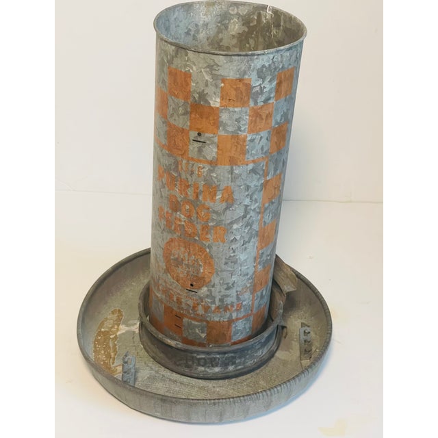 Vintage Purina Dog Tube Feeder galvanized metal , in 3 pcs, great rustic decor.