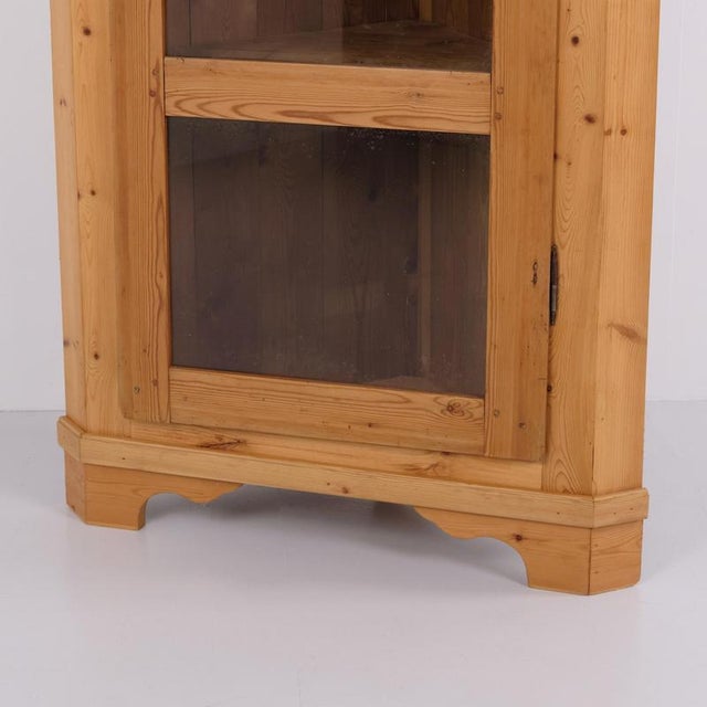 Antique Pine Corner Cabinet with Glass Door, 1890s For Sale - Image 9 of 10