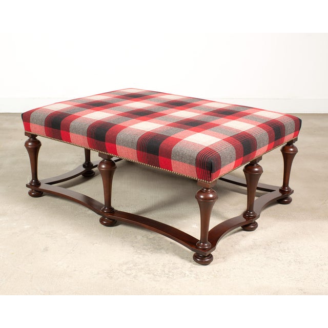 2000 - 2009 Ralph Lauren Mahogany Plaid Sadler Cocktail Ottoman 4 Ft. For Sale - Image 5 of 18