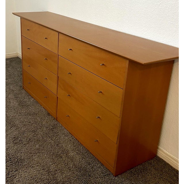 1990s Mid-Century Modern Scandinavian Beech Dresser & Pair of Nightstands, 3 Pieces For Sale - Image 5 of 13