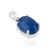 Modernist 3.23ct Oval Cabochon Blue Sapphire Solitaire Pendant in 14k White Gold For Sale - Image 4 of 14