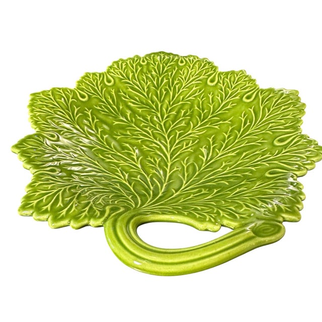 Vintage Ceramic Majolica-Style Leaf Shaped Dish For Sale In Birmingham - Image 6 of 9