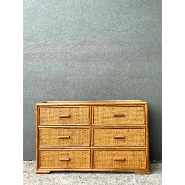Late 20th Century Vintage Six-Drawer Rattan Dresser For Sale - Image 5 of 12