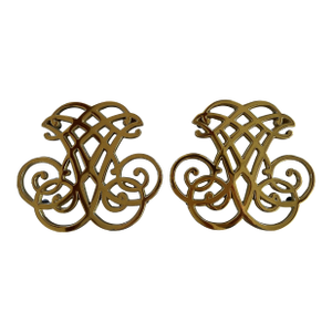 1980s Pair of Thomas Jefferson Cipher Trivets Monticello Virginia Metal Crafters
