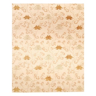 Contemporary Surface Subtly Floral Beige and Brown Silk Rug by Doris Leslie Blau For Sale