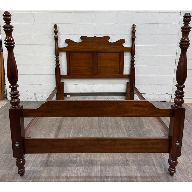 Traditional Vintage Full Size Thomasville Heirloom Collection Cherry Wood Four Poster Bed For Sale - Image 3 of 18