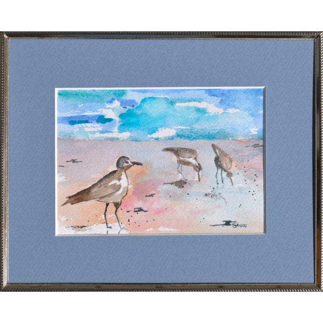 Paper Maryann Stow Florida Seabirds Watercolor Landscape circa 1980 For Sale - Image 7 of 7