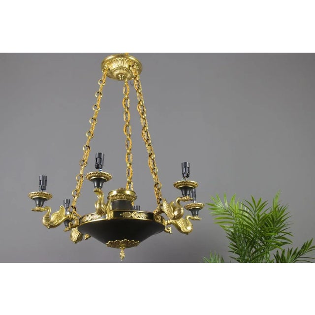 French Empire Style Bronze, Brass and Glass Chandelier, 1920s For Sale - Image 14 of 18