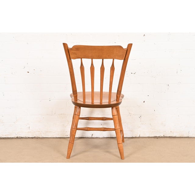 Ethan Allen American Carved Solid Maple Spindle Back Side Chair or Desk Chair For Sale - Image 10 of 12