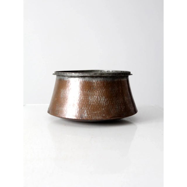 Antique Hammered Copper Cauldron For Sale - Image 4 of 10