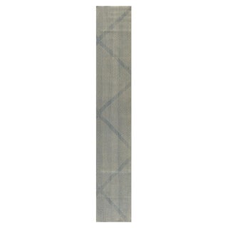 Modern Custom Flat Weave Blue Moroccan Style Runner by Doris Leslie Blau For Sale