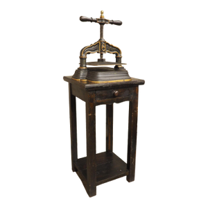19th Century French Cast Iron Book Press on Wooden Stand