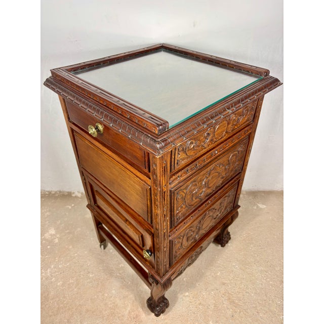 Victorian Victorian Oak Carved Serving Cabinet, 1930s For Sale - Image 3 of 13