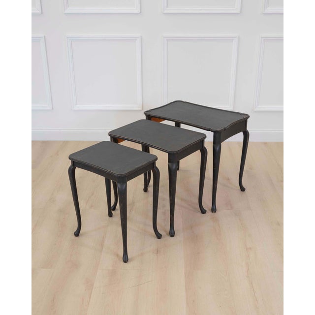 Queen Anne Mid 20th Century Set of Swedish Queen Anne Style Nesting Tables For Sale - Image 3 of 7
