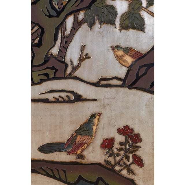 Wood Chinese Export Six-Panel Silver Leaf Coromandel Screen For Sale - Image 7 of 13